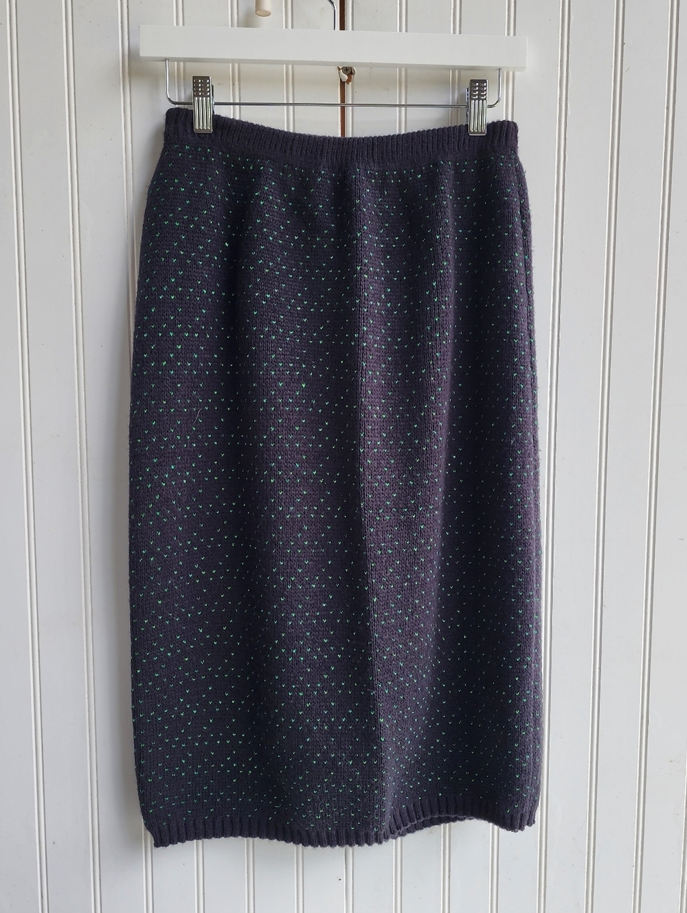 Ellen-D Kollection Vintage Mini Heart Tinsel Sparkle Sweater Pencil Midi Skirt M